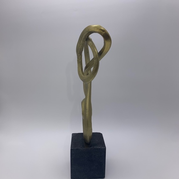 Gold Twisted Metal Treble Clef Shape 13”Bookend/Figurine Sculpture W/Marble Base - Picture 7 of 12
